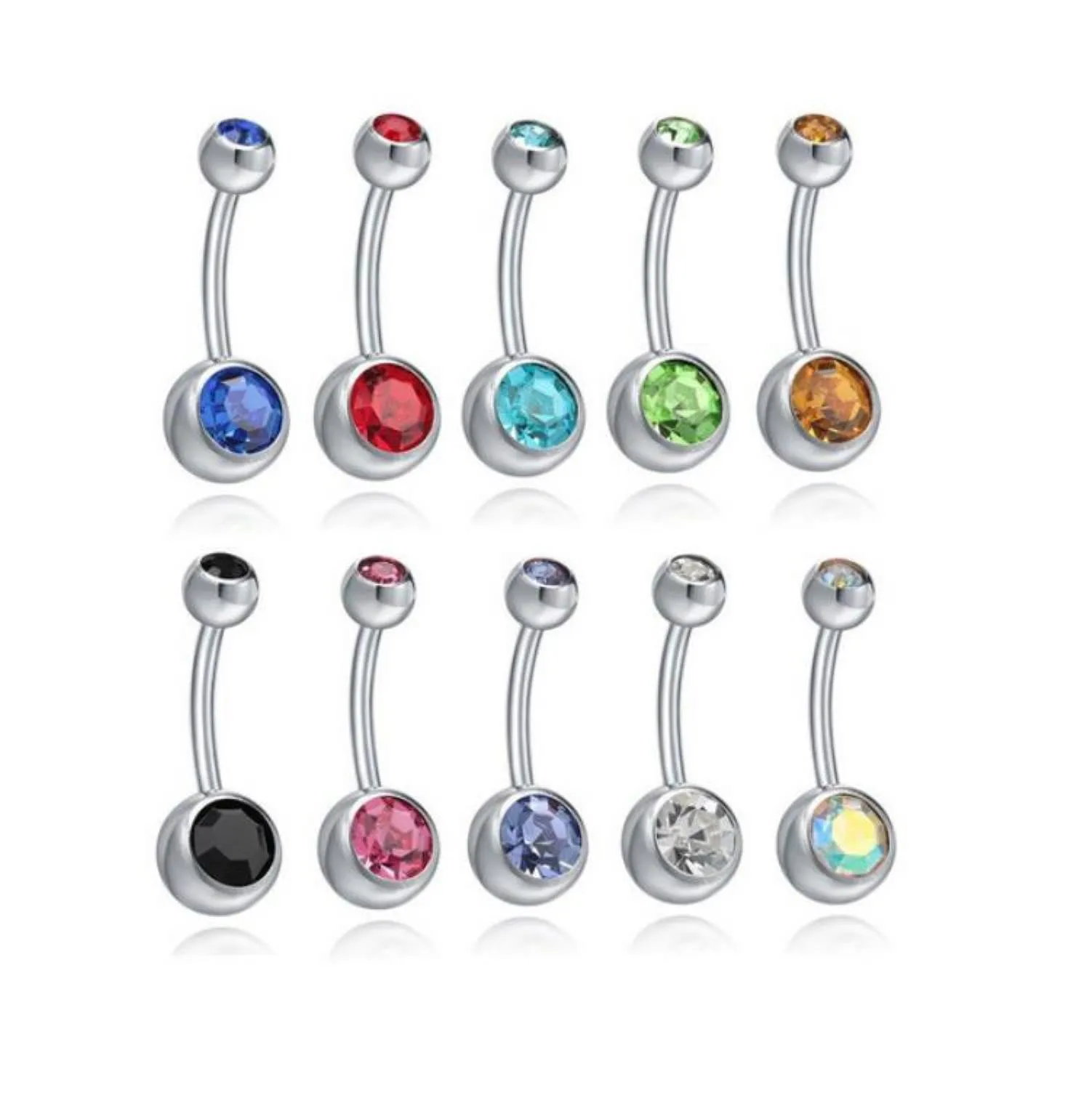 Bell Jewelry Drop Delivery 2021 Stainless Steel Belly Button Navel Rings Crystal Rhinestone Piercing Bars Women Fashion Body