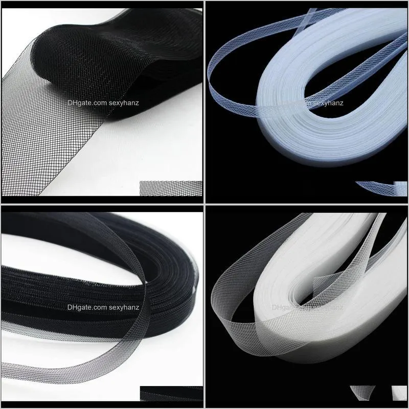 [iubufigo] flat stiff plain hard crins horsehair crinolines braid for making dress and hat black white for choose 100yard/lot1