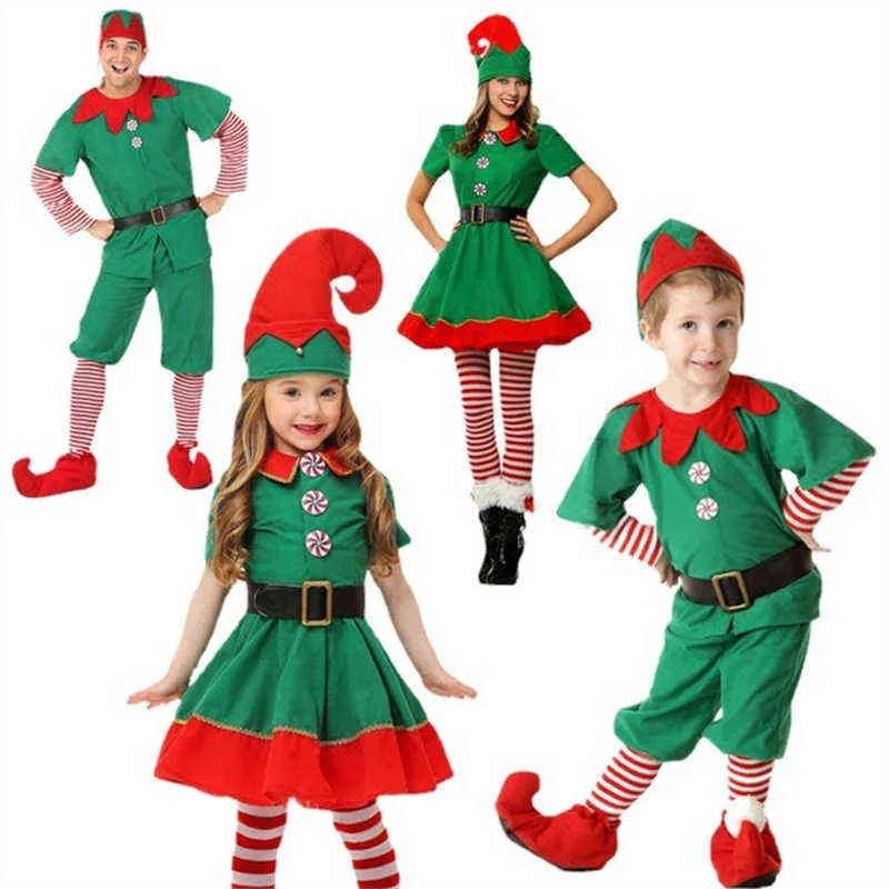 Kerst Outfit Meisjes Vakantie Elf Kostuum Familie Jongen Ouders Kerst Kleding Ouder-kind Outfit Cosplay Kerstjurk H1105