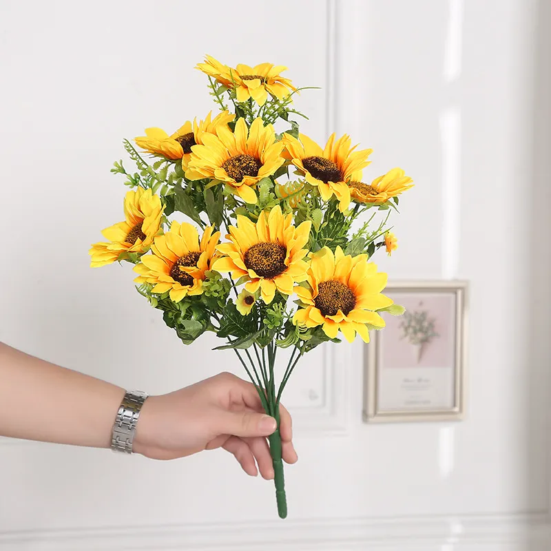10 Forks Artificial Sunflowers Bouquet Flower Arrangement Wedding flowers home decorations Table Centerpieces