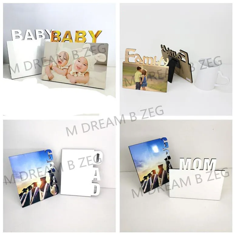 Cadres de sublimation vierges Plaque de phase de transfert thermique en bois MOM PAPA Famille BÉBÉ Cadres Fête des mères Fête des pères Festival Cadeau personnalisé