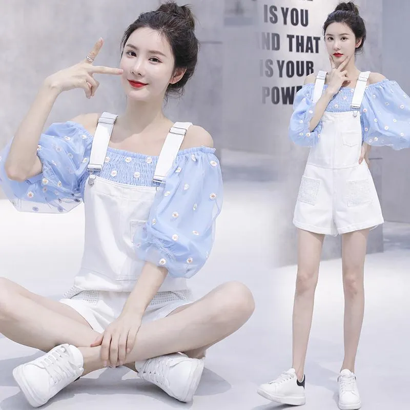 Pantaloncini da donna Piccolo Super Fairy Top Zaino in denim bianco Abito stile straniero Riduzione dell'età Estate Versione coreana Sciolto