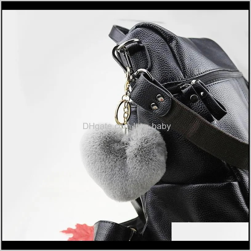 New Arrival Fashion Heart Shape Imitation Rabbit Fur Ball Key Chain Ball Mobile Phone Keychain Car Women Bag Pendant Keychain577 Q2