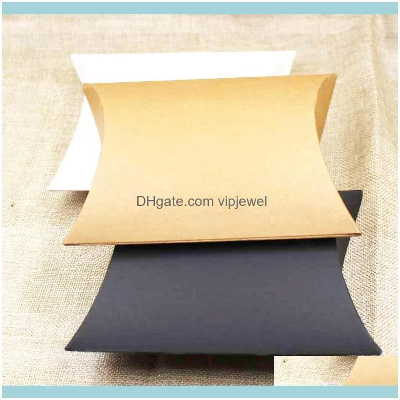 zerongE jewelry 50pcs big pillow box gift box black/brown/white color gift display box for gift/candy favors/products