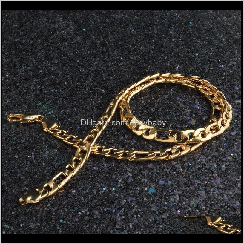 figaro chains necklaces for men 8mm 20 inch 18k gold plated stamped fashion hip hop jewelry gifts