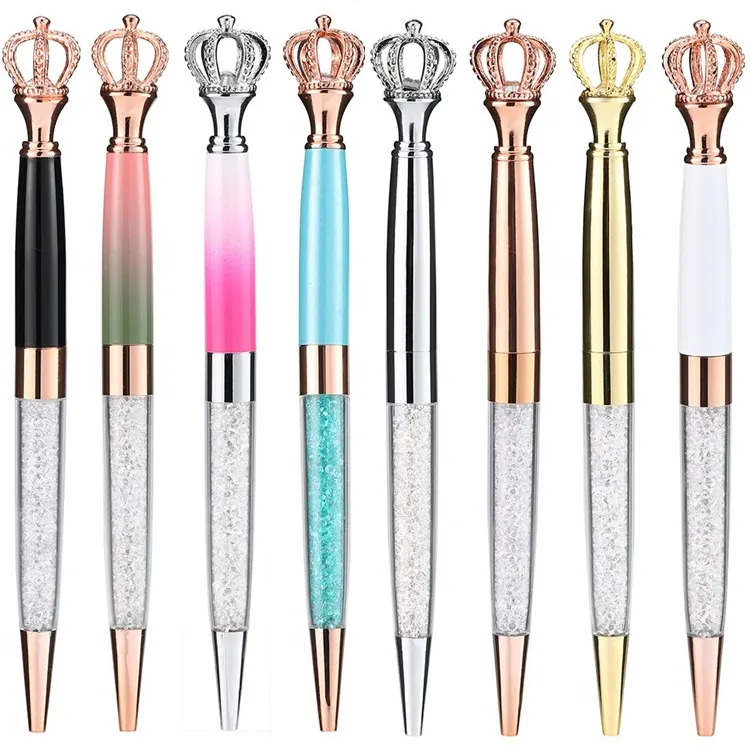 Coroas douradas ballpoint canetas de metal ballpen para escritório escola escrita suprimentos papelaria rosa coroa caneta zc566