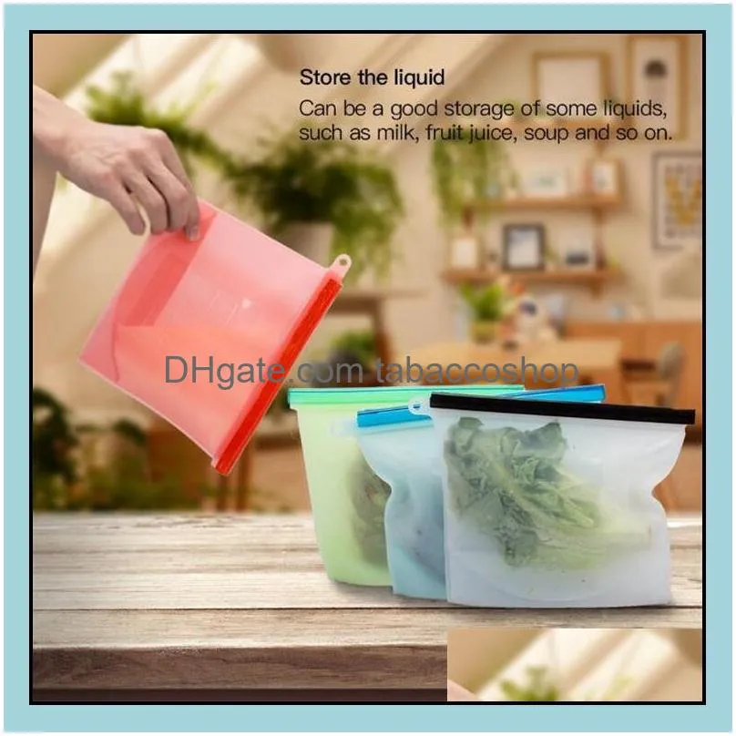 1500ML/1000ML Reusable Silicone Food  Bags Food Preservation Bag Sealing Storage Container Portable Picnic Ziplock Bags Free Ship