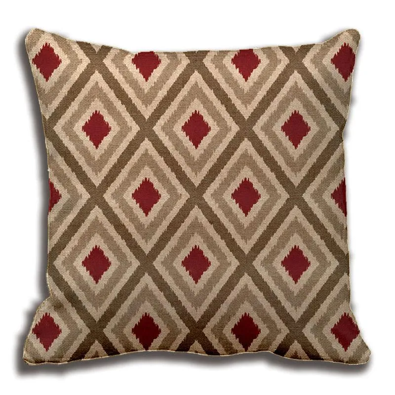 Ikat Tribal Diamond Pattern Khaki Red Tan Pillow Decorative Cushion Cover Case Customize Gift By Lvsure For Sofa Seat Cushion/Decorative