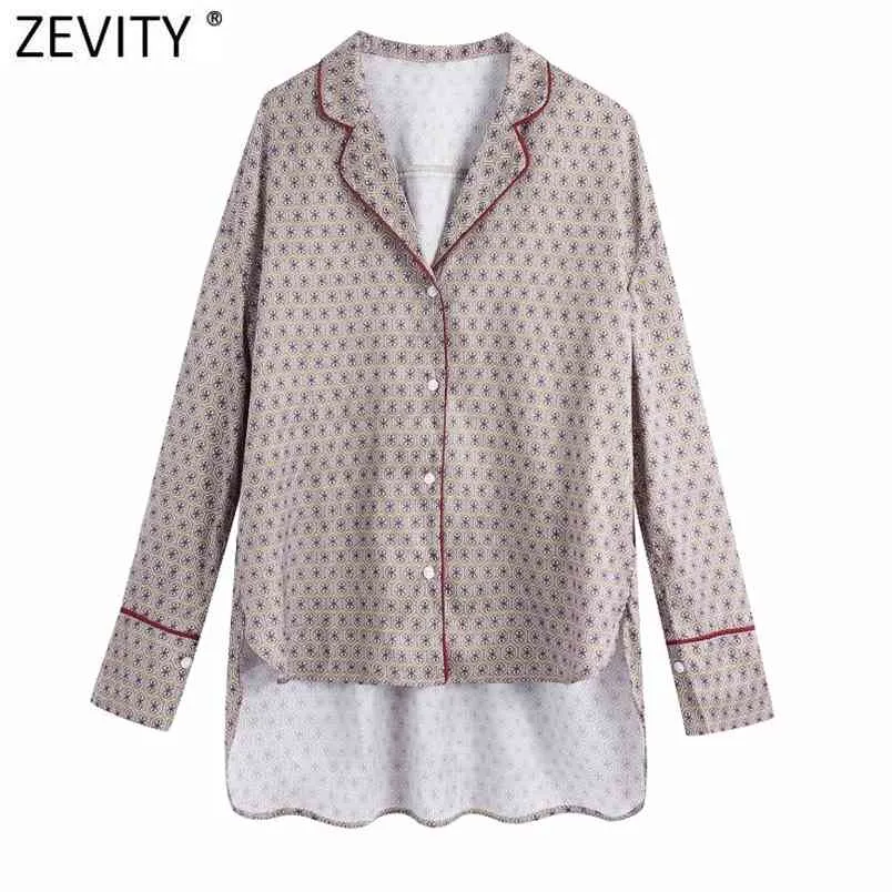 Women Vintage Totem Floral Print Casual Blouse Retro Office Ladies Long Sleeve Business Shirt Chic Blusas Tops LS7329 210420