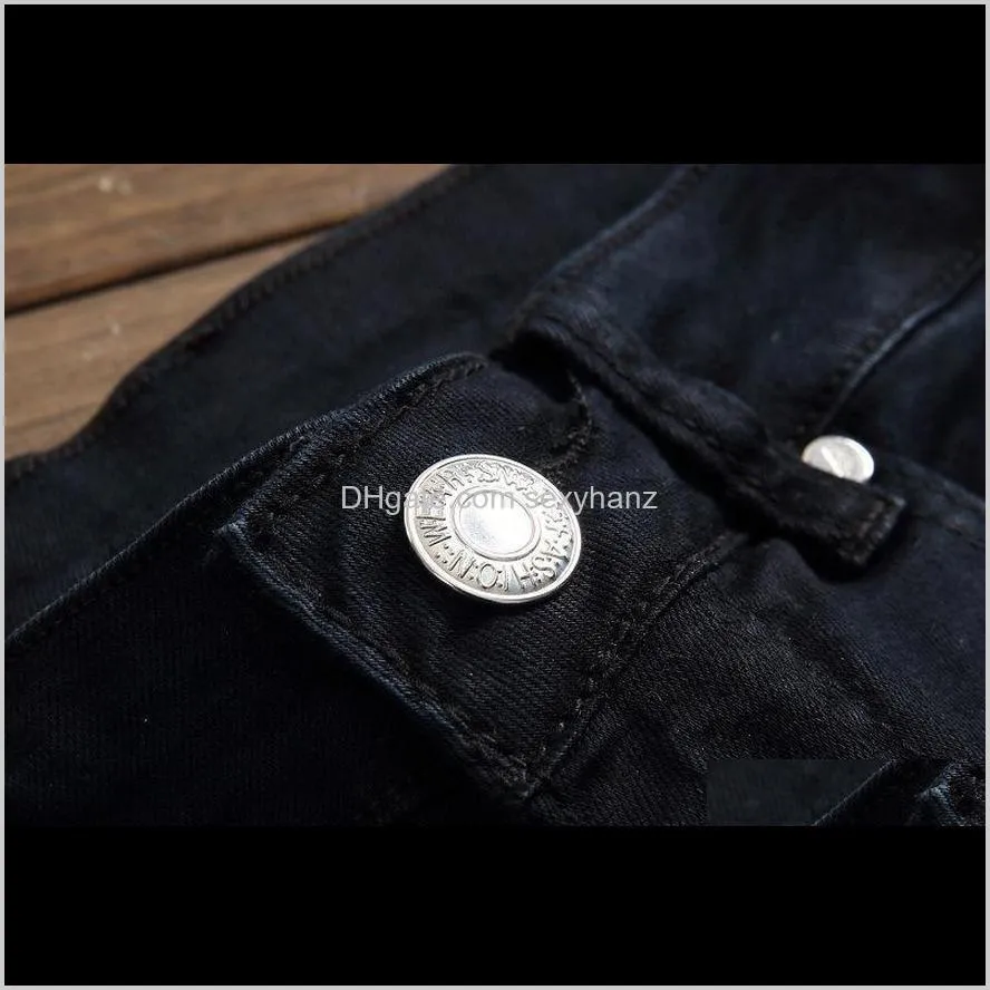 autumn fashion mens jeans hold biker ripped washed faded hip hop jeans pants for men size 30-40