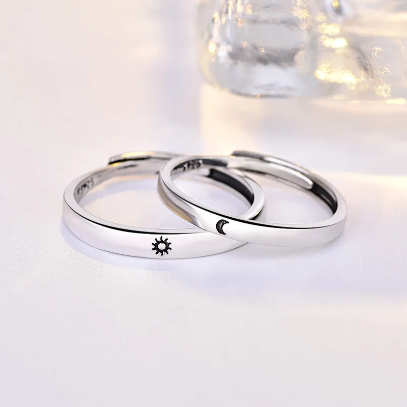 Sun Moon Couple Ring Band Lover Adjustable Rings for women men Engagement Valentine's Day Gift fashion jewelry will and sandy