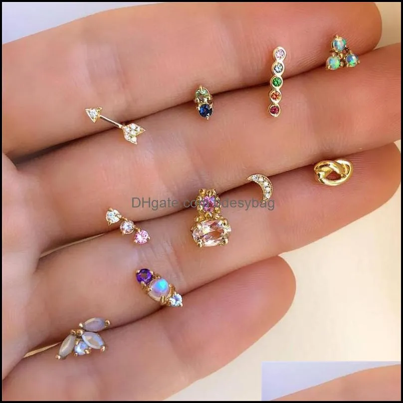 Stud Luokey Fashion Earrings For Women Statement Tiny Heart Moon Star Rhinestone Female Earings Set Minimalist Jewelry Wholesale