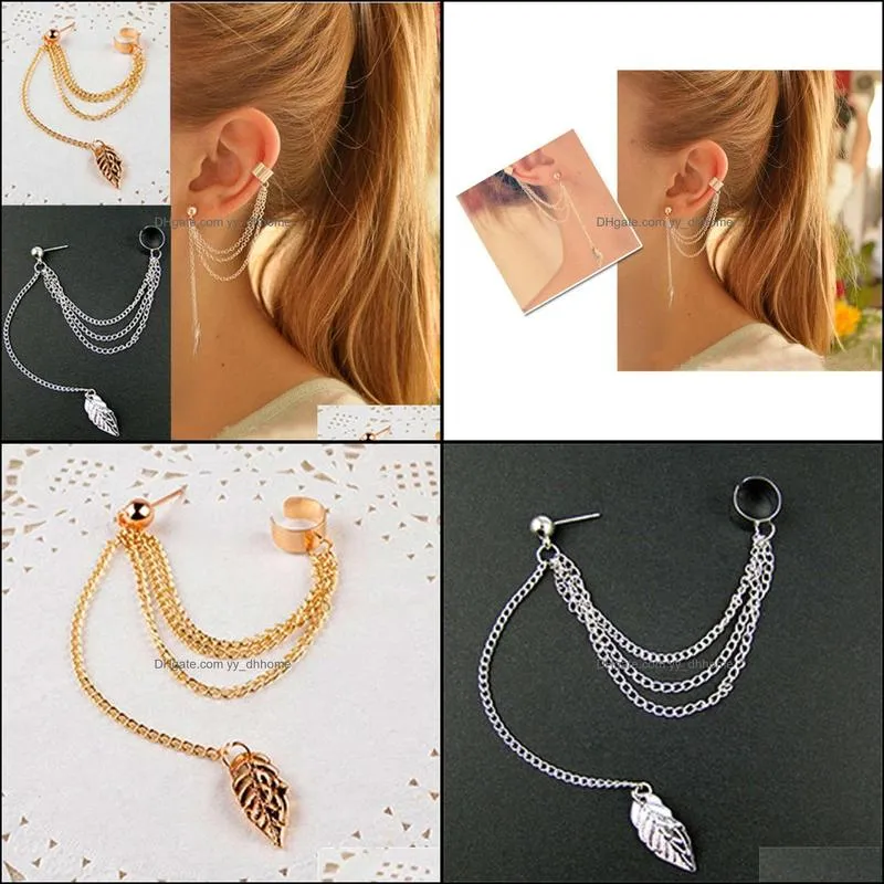 dangles 1Pcs Earrings Jewelry Fashion Personality Metals Clip Leaf Bag for Women Poison Pendants Cuffs Handcuffs