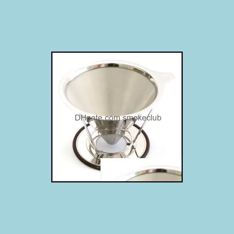 Coffee Filters Reusable Double-Layer Filter Stainless Steel Holder Metal Mesh Funnel Baskets Split Design Coffees
