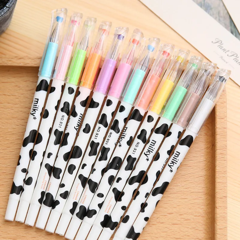 Wholesale Kawai Diamond 0.7 Mm Gel Pen Set Milky Cow Design, Ink