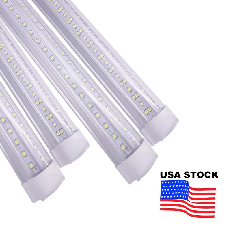 8FT Shop Light Fixture, T8 LED Tubes Lights, Cold White 6500K, V Shape, Clear Cover, Hight Output Shops Lights for Garage 72W 7200Lumens V-shape Leds Tube Lighting