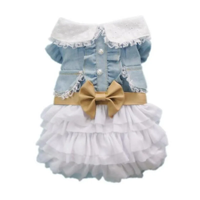 Dog Apparel Fashion Cute Wedding Dress Skirt Summer Luxury Princess Pet Clothes Denim Harness