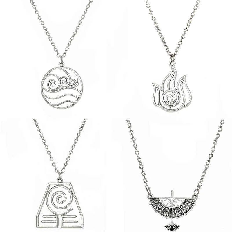 Avatar The Last Airbender Pendant Necklace Air Nomad Fire and Water Tribe Link Chain Necklace For Men Women High Quality Jewelry G220310