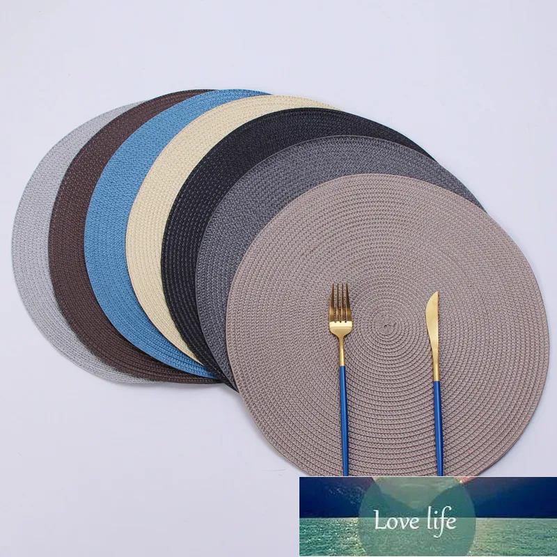 1 pc rodada tecida placemats PP À Prova D 'Água Mesa De Jantar Matre Non-Slip Guardanapo De Disco Bacia Almofadas De Bebida Copos Cofres Decoração De Cozinha