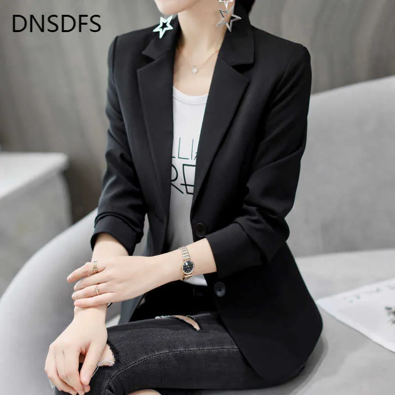 Formal Office Lady Blazers Women Black White Slim Fit Long Sleeve Suit Jacket Autumn Winter Coat Fashion Casual Suits Woman Top X0721