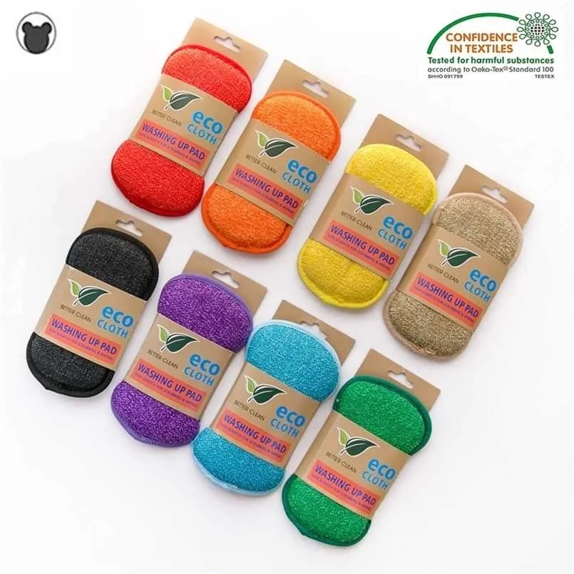 BEAR FAMILY 10pcs Household Magic Sponge Kitchen Cleaning Brush Microfiber Scrub Sponges for Dishwashing Kitchen Accessories 211215