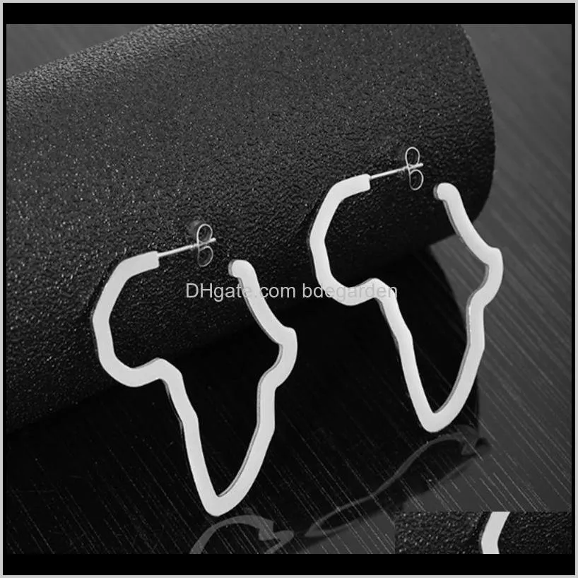 environmental friendly fashion african map earrings gold stainless steel earrings high quality classic for women