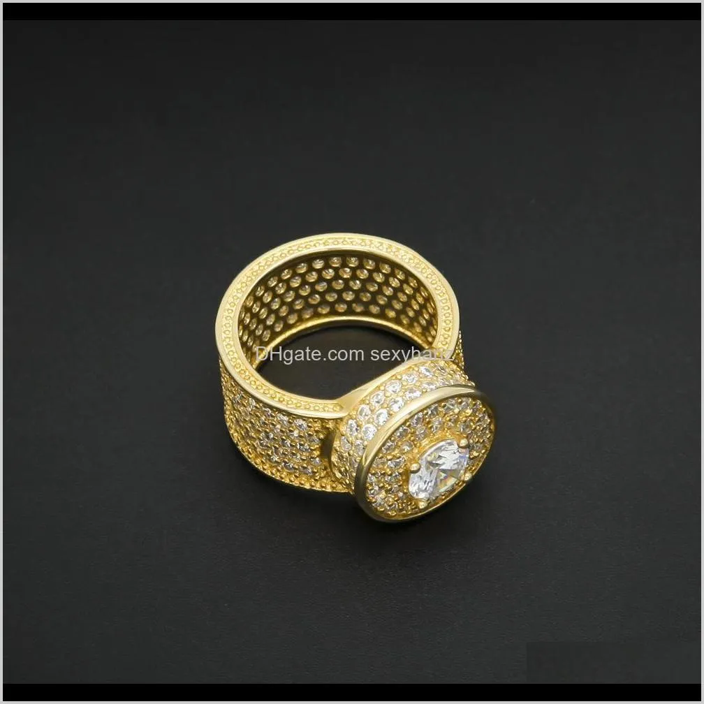 hip hop micro pave rhinestone iced out bling big ring gold filled titanium stainless steel rings for men jewelry