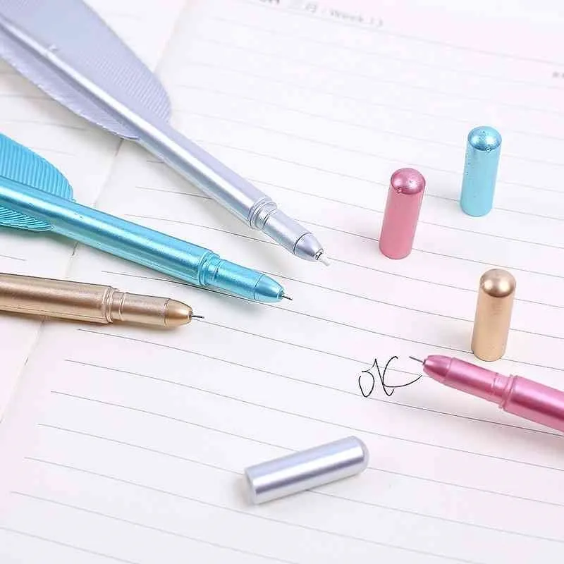 40 قطع الأقلام محايدة الكورية النمذجة الإبداعية اللون ريشة القلم الرجعية ريشة جل القلم مجموعة أسود توقيع أقلام مصنع بالجملة 210330