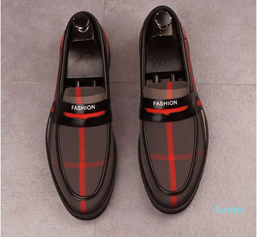 2021New Ekose Süet Deri Erkek Loafer Ayakkabı Moda Erkek Ayakkabı Üzerinde Kayma Rahat Ayakkabılar Adam Parti Düğün Ayakkabı Büyük Boy 37-44