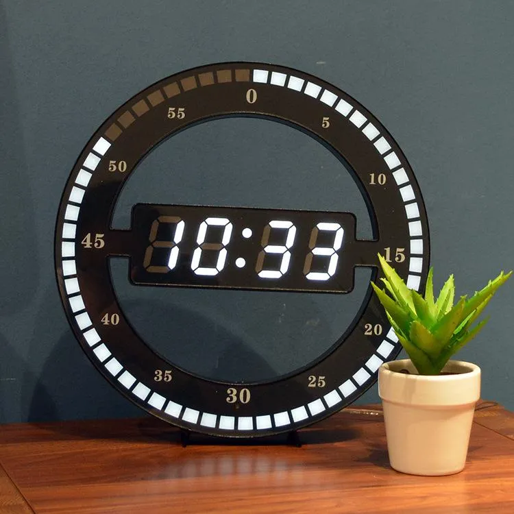 Wall Clocks 12 Inch Simple LED Ring Clock Automatic Posensitive Digital Electronic Office Bedroom Plastic Round ZM132