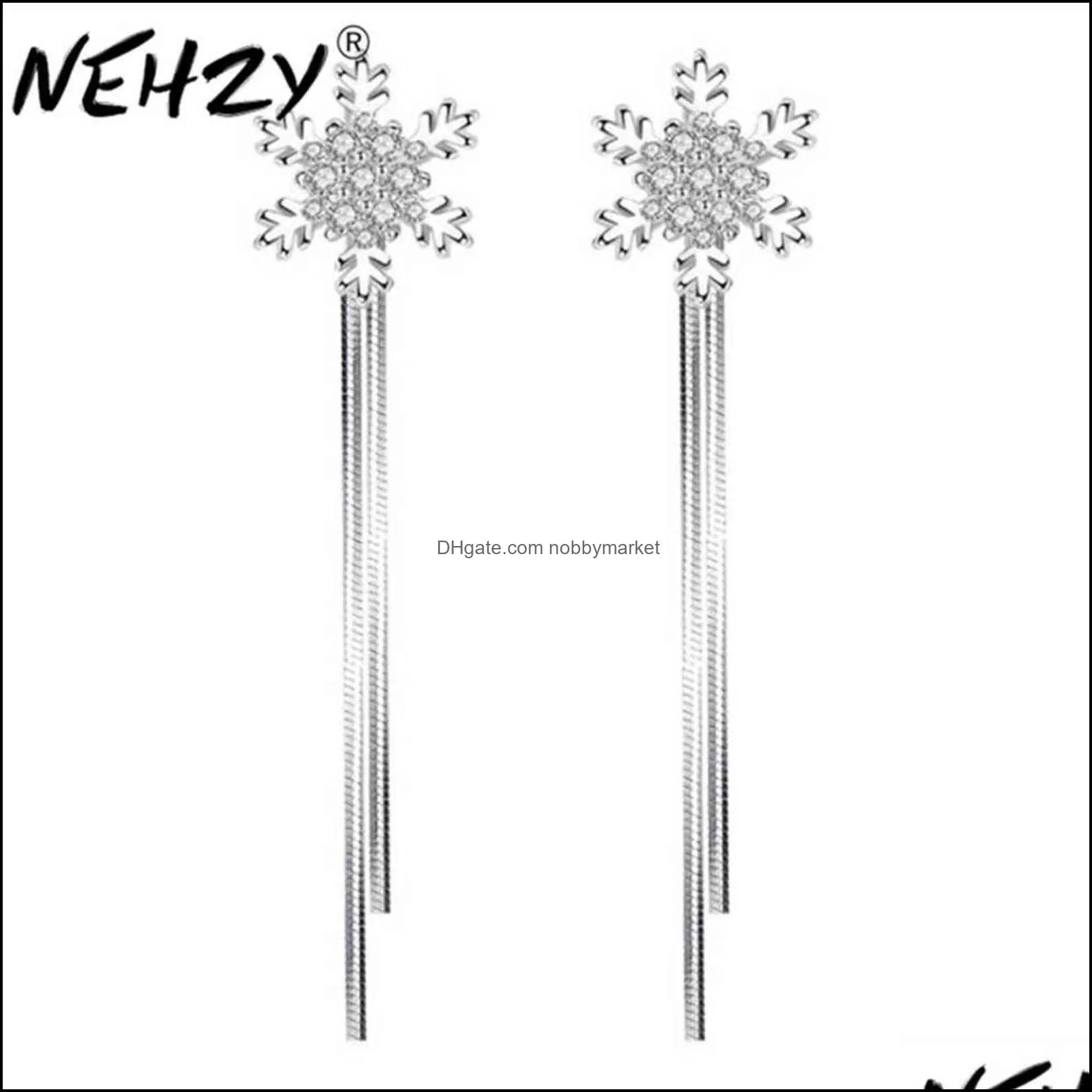 Nehzy 925 Sterling Silver New Jewelry New Woman Fashion Snowflake Hanging Style Exaggerated in the Long Female Drop Earrings