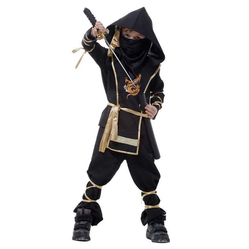 Halloween Kids Ninja Kostymer Cosplay Födelsedagsfest Boys Girls Warrior Stealth Assassin Kostymer Q0910