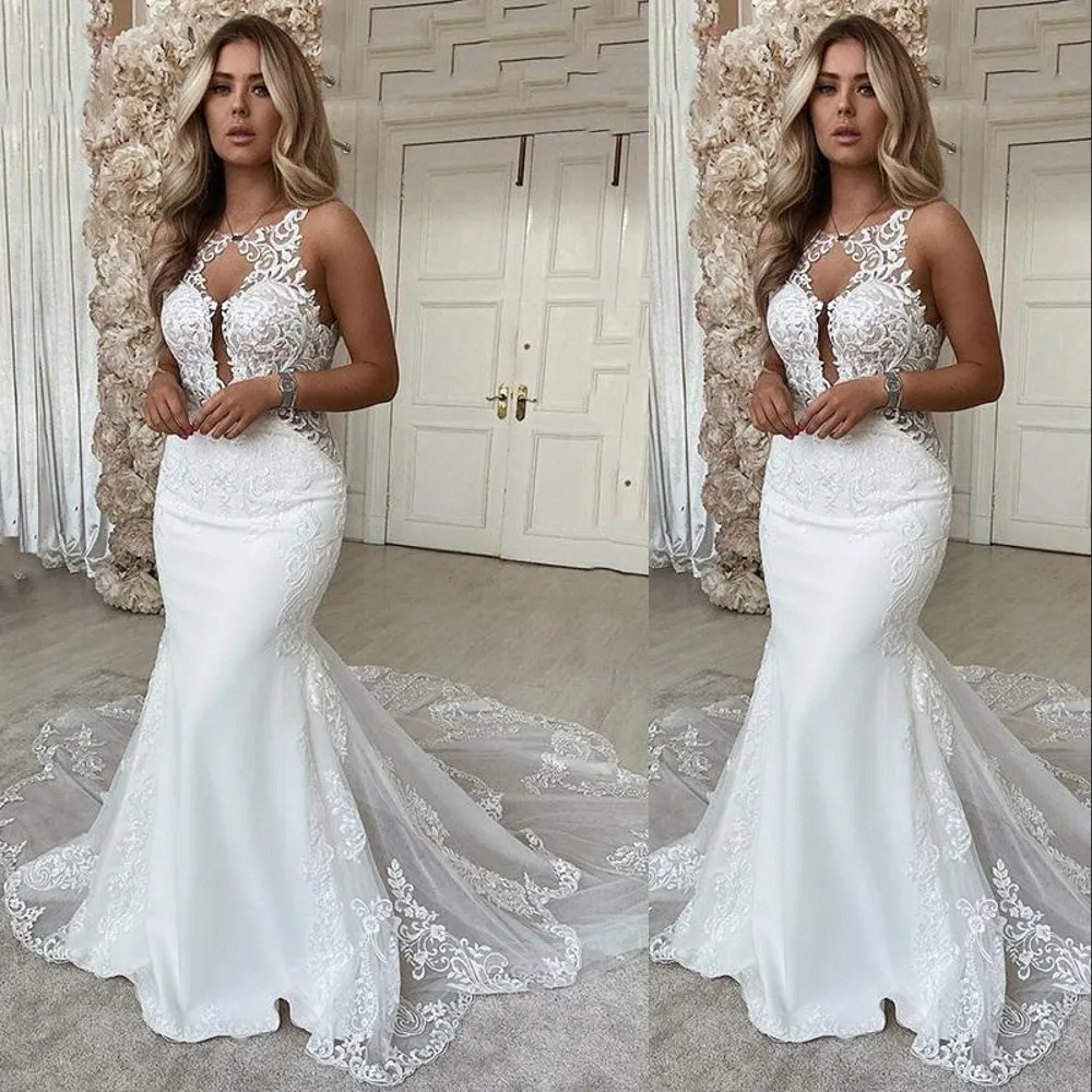Jewel Neck Keyhole Sexy Mermaid Wedding Dress Jewel Neck Keyhole Sexy Mermaid Wedding Dress