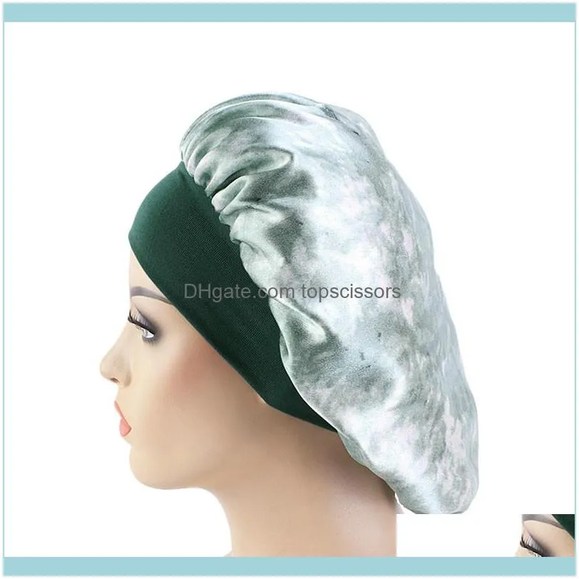 Women Sleep Night Cap Wide Band Floral Print Satin Bonnet Beauty Hair Care Chemo Beanie Lady Accessories Wholesale1