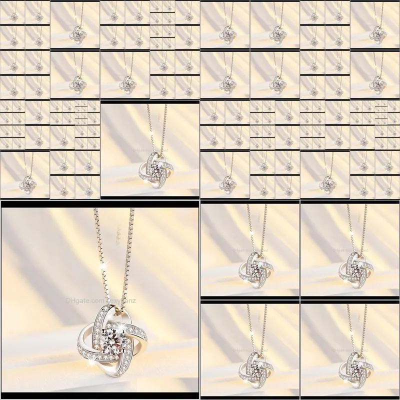 new arrival 925 sterling silver crystal clover necklaces pendant hot sale pure silver cross jewelry for women
