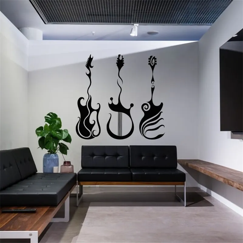 Music Sticker Tribal Electric Guitar Wall Art Decal Black Small Static ...