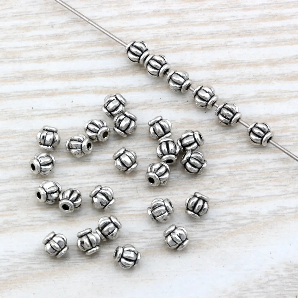 500Pcs /lots Antique silver zinc Alloy lantern Spacer Bead 4mm For Jewelry Making Bracelet Necklace DIY Accessories D2