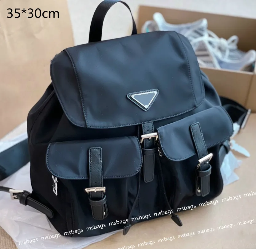 2021 Unisex Luxury Black Backpacks Designers Nylon School Bags Students Back Packs Medium Size with Triangle Famous Handbags Large256G