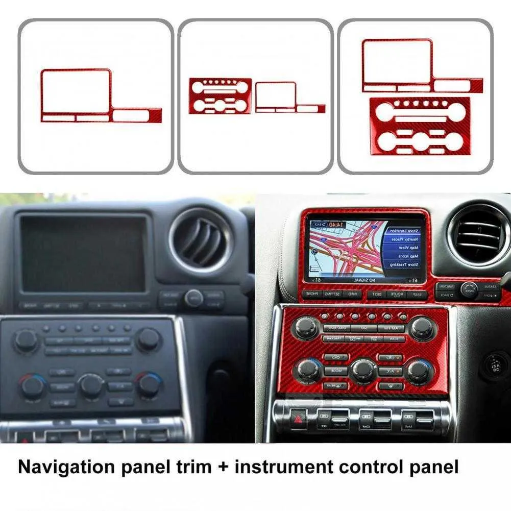 車の簡単な取り付けカーボンファイバーの赤いダッシュボードパネルのトリムステッカーR35 2008-2016 Right Drive