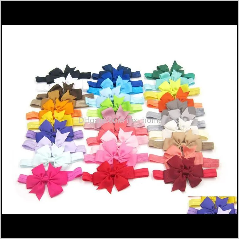 wholesale mixed baby girls bowknots headbands kids elastic bunny pure color inafant hairbands children hair accessories