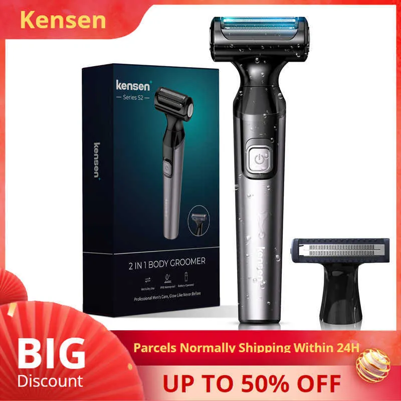 Kensen Afeitadora eléctrica para hombres Impermeable Maquinilla de afeitar Depiladora Depiladora Depiladora Rostro Facial Cuerpo Cuerpo Eliminación de cabello Dispositivo P0817