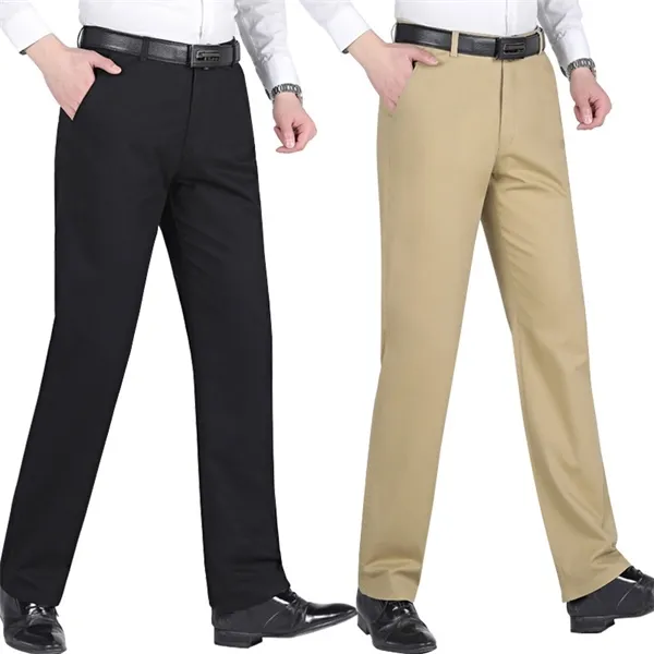 New Fashion Casual Wear Pantaloni leggeri Vita alta Dritto Alta qualità 100% cotone Bussiness Pantaloni da uomo sottili per uomo X0615