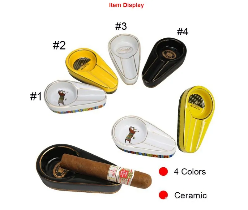 Ashtrays Single Cigar Holder Round Ash Slot Ceramic Ashtray 3 Colors Tobacco For Smoking