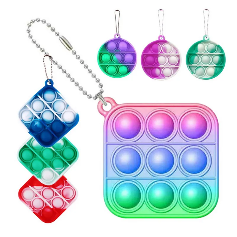 Small Sensory Fidget Toy Pop It Keychain Home Games Poppit Fidgets  Decompression Toys Anti Stress Game for Kids Adults