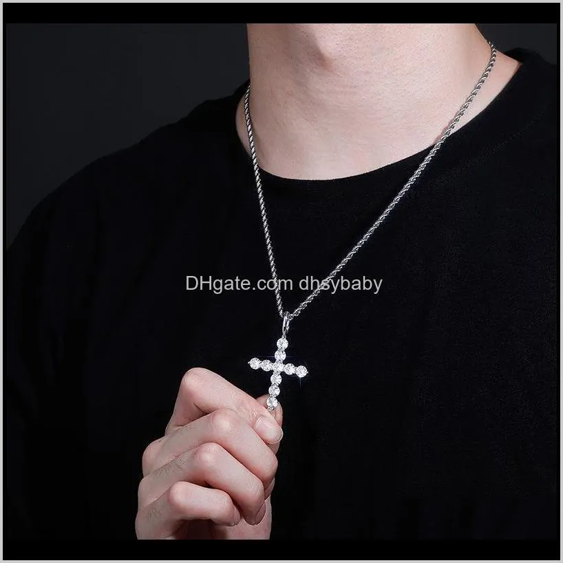 designer jewelry hip hop cross pendant women mens necklace luxury charms diamond iced out pendants rose gold silver rapper hiphop bling
