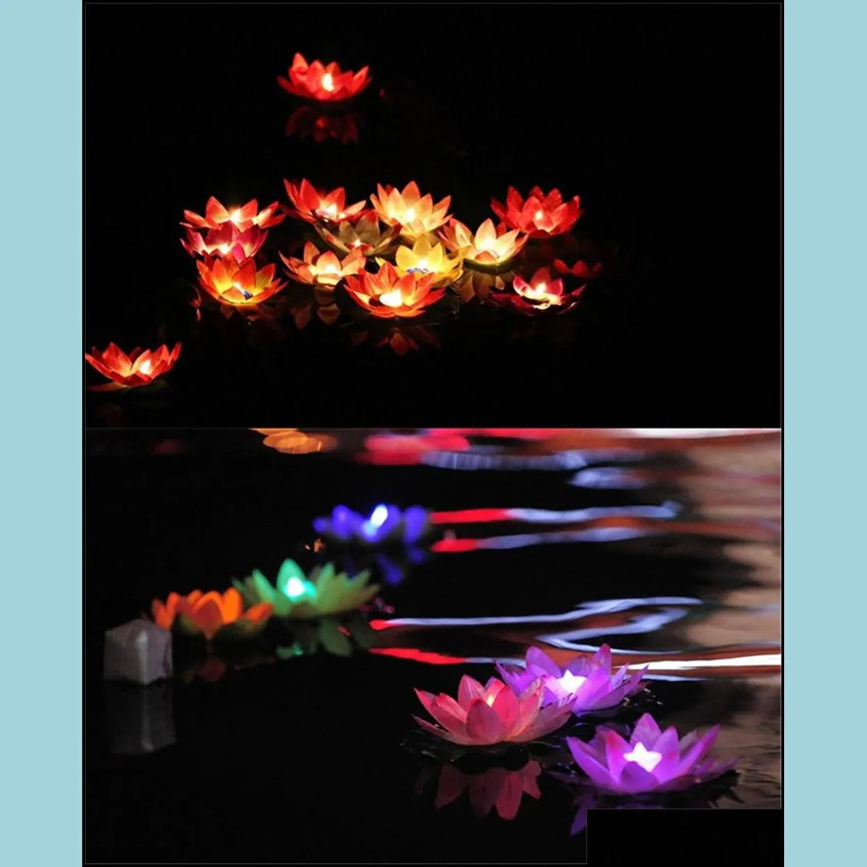 Festive Diameter 18 cm LED Lotus Lamp in Colorful Changed Floating Water Pool Wishing Light Lamps Lanterns for Party Decoration