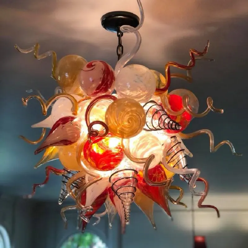 En gros Soufflé À La Main En Verre De Murano Lustres Lampe Suspension Suspendue Éclairage LED Moderne Art Décor 24 Pouces