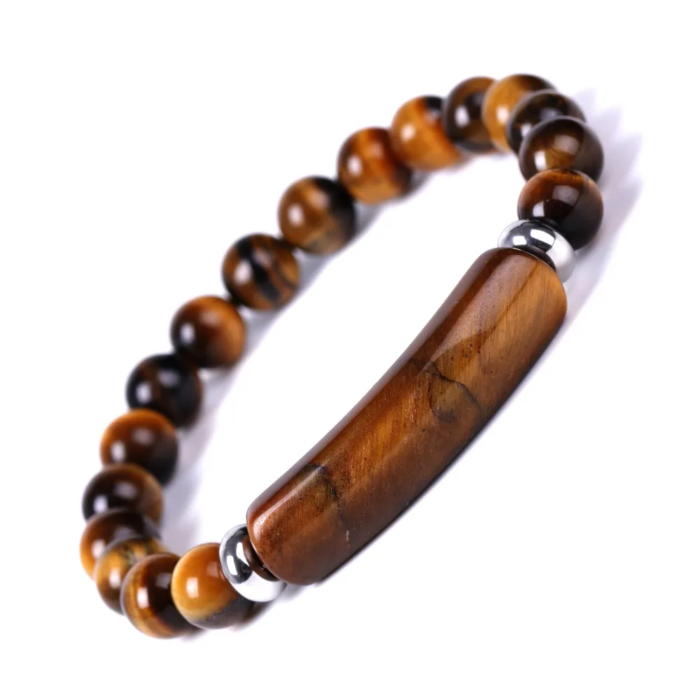 TUMBEELLUWA Bracciale Con Pietre Curative: Perline 8 Mm, Ciondolo Cuore, Fatto A Mano, Regalo Con Sacchetto In Raso
