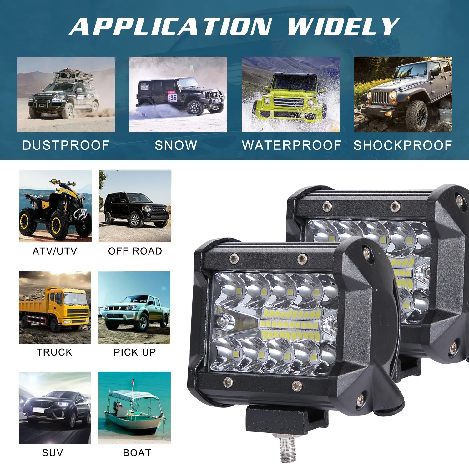 1pcs Car Working Light Spotlight Off-road Truck Ship Motorcycle Bright LED Modified Lights Auto Waterproof IP67 6000K Spot Beam Lamp Floodlight