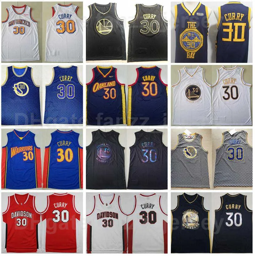 Herren-Basketballtrikot von Stephen Curry, 30 Davidson Wildcats College, Schwarz, Marineblau, Weiß, Grün, Rot, Teamfarbe, atmungsaktiv, Stickerei und Nähen, reine Baumwolle